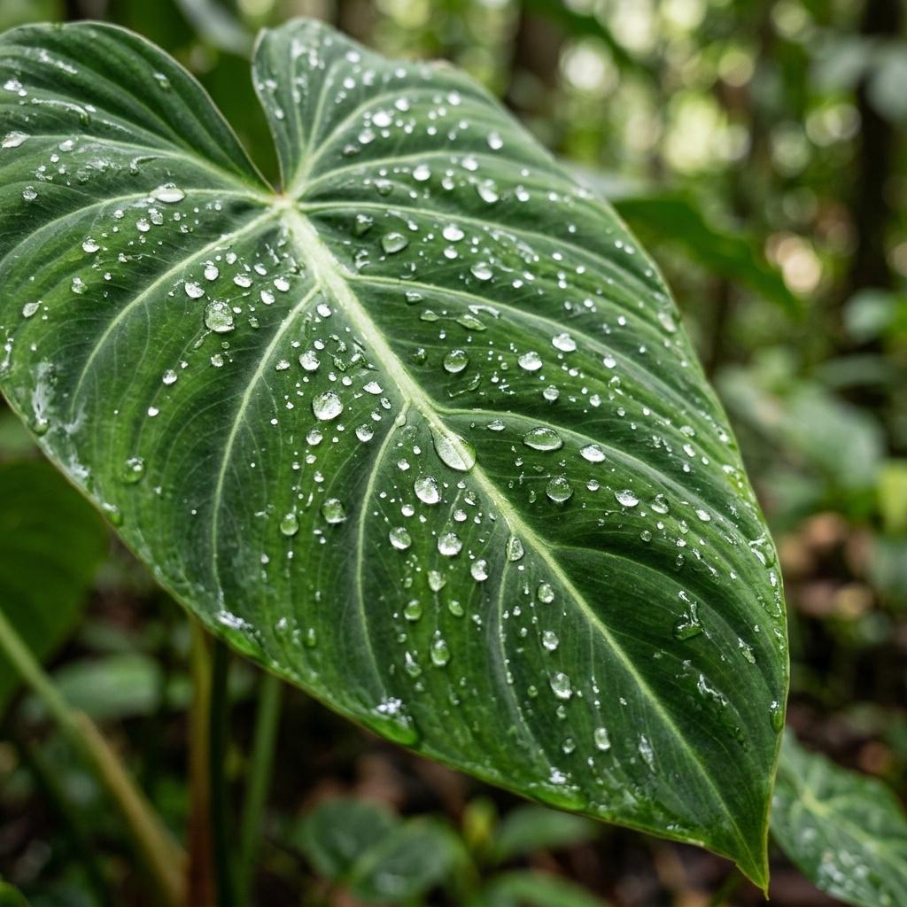 Leaves with water drops representing accuracy